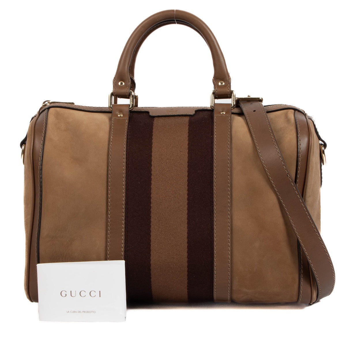 Gucci Brown Vintage Web Boston Top Handle