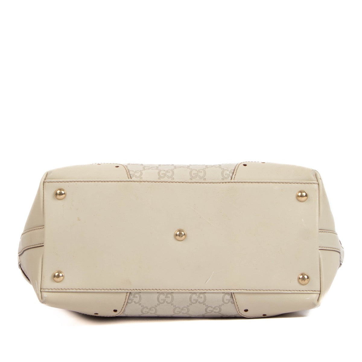 Gucci Cream Leather Guccissima Top Handle Bag