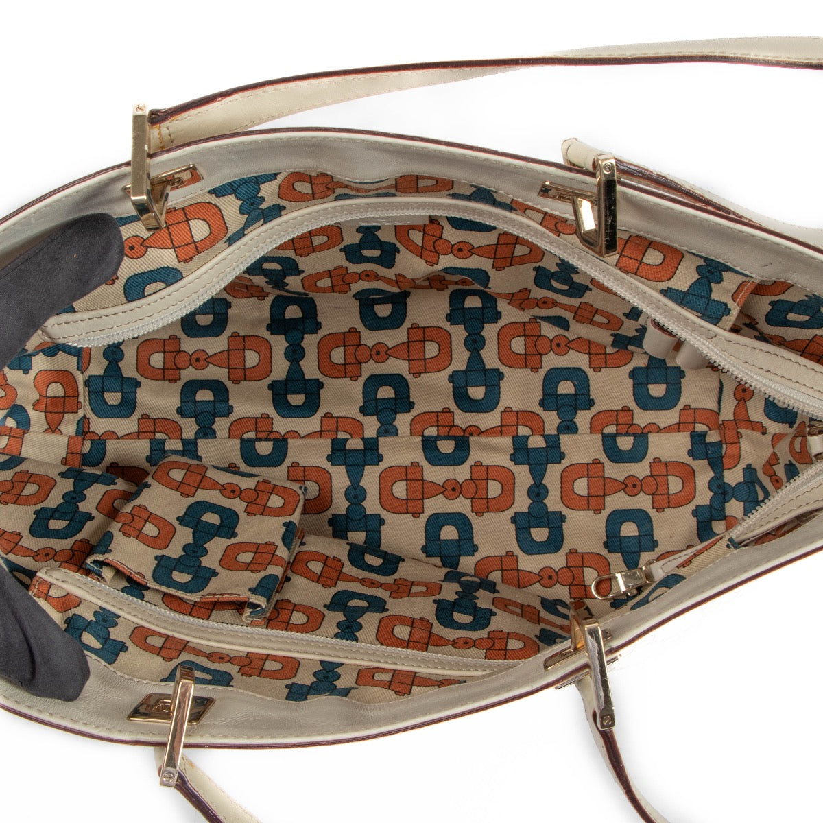 Gucci Cream Leather Guccissima Top Handle Bag