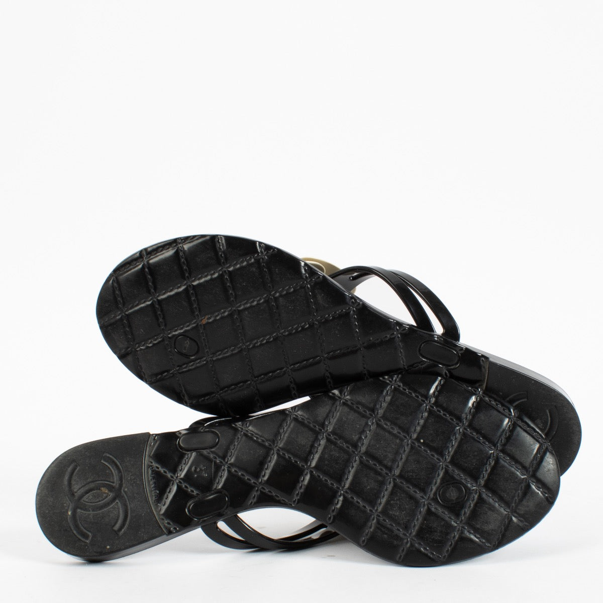 shop 100% authentic second hand Chanel Black Camelia Flats - Size 37 on Labellov.com