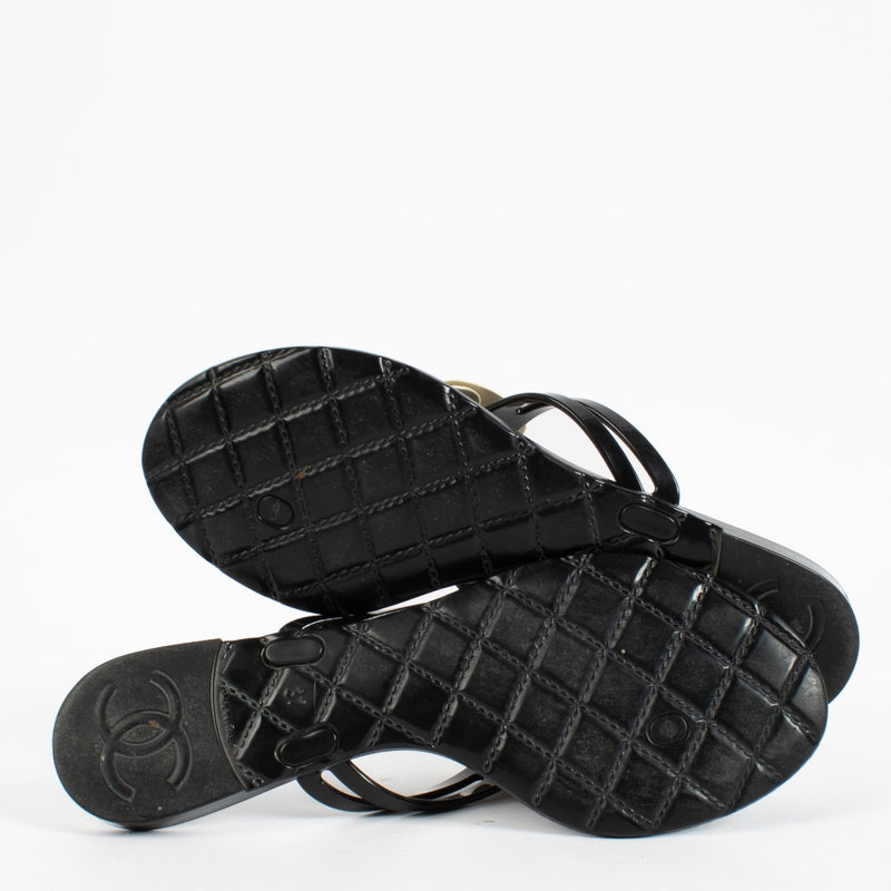 shop 100% authentic second hand Chanel Black Camelia Flats - Size 37 on Labellov.com