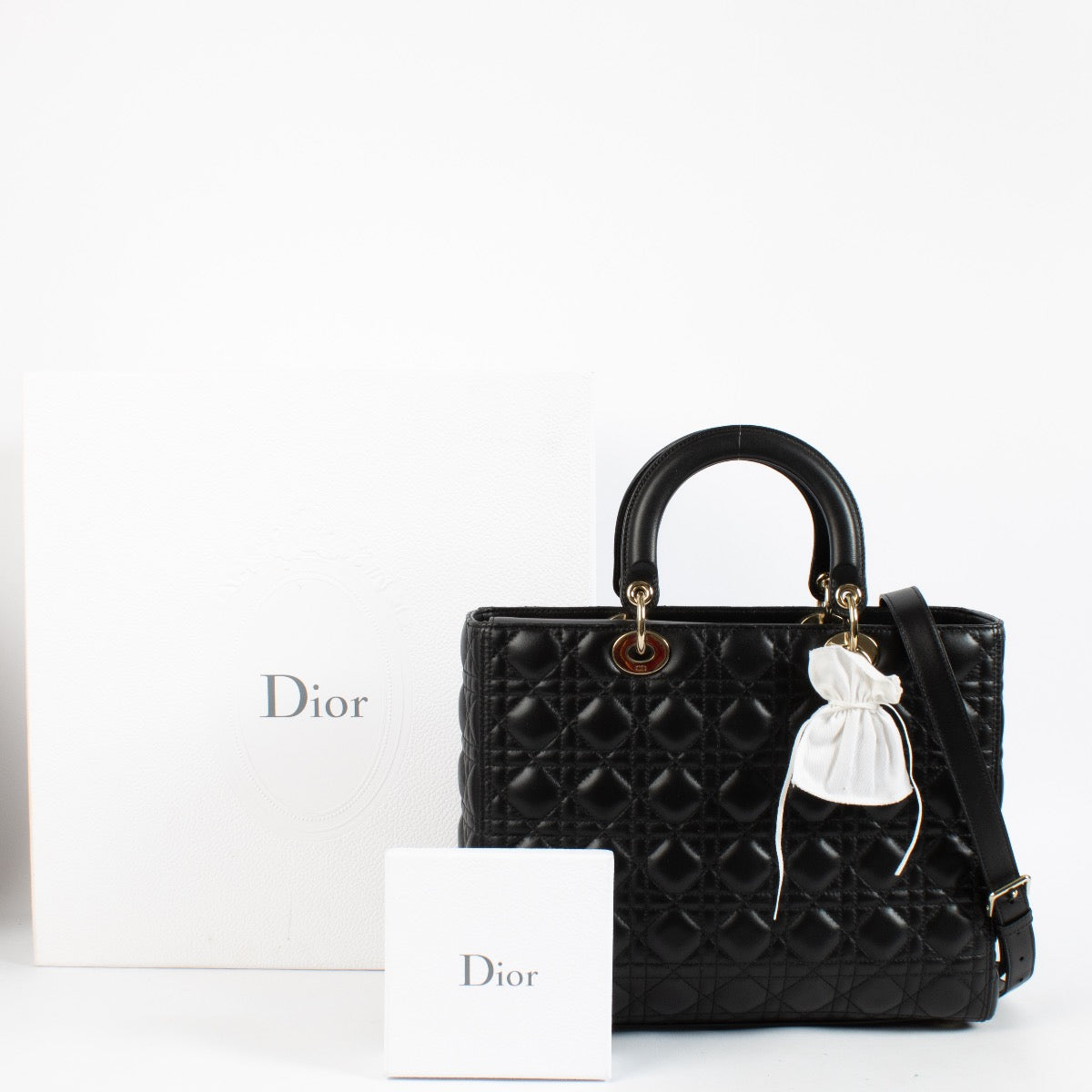 shop 100% authentic second hand Christian Dior Black Cannage Large Lady Dior Bag on Labellov.com