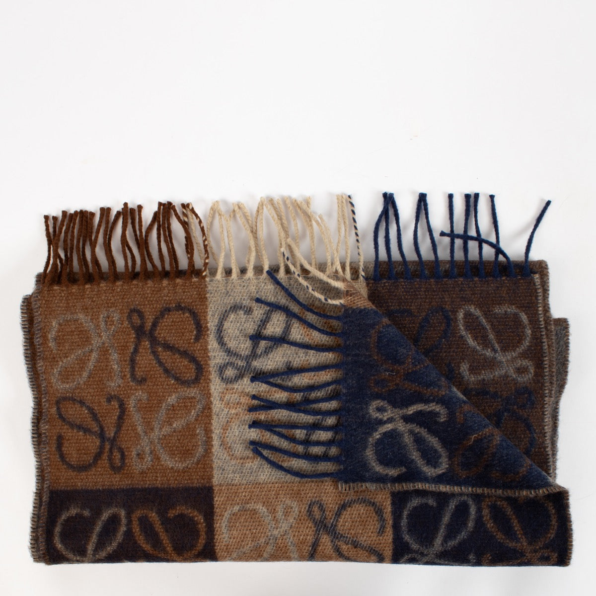 Shop 100% authentic secondhand Loewe Brown Blue Wool Scarf on Labellov.com