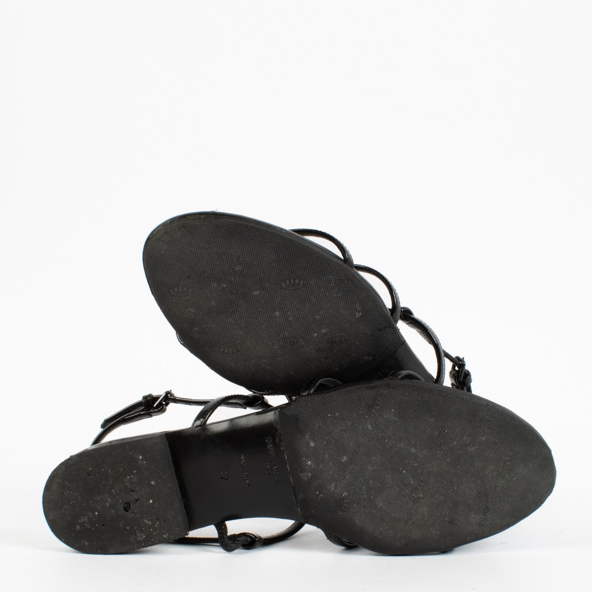 Shop 100% authentic secondhand Saint Laurent Black Spartiates Cassandra Flats - Size 37 on Labellov.com