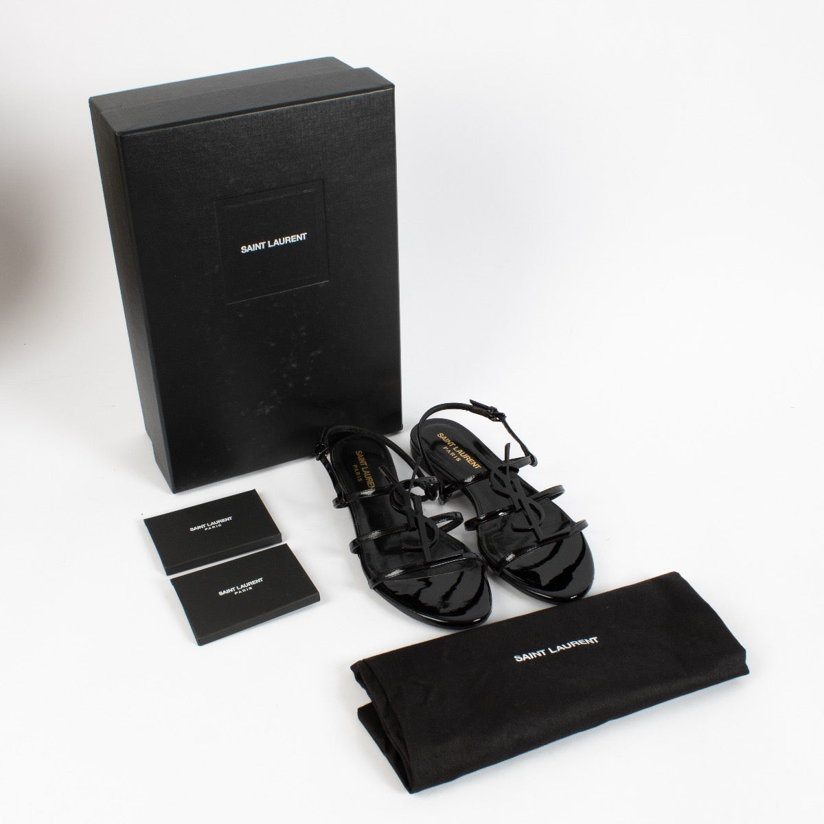 Shop 100% authentic secondhand Saint Laurent Black Spartiates Cassandra Flats - Size 37 on Labellov.com