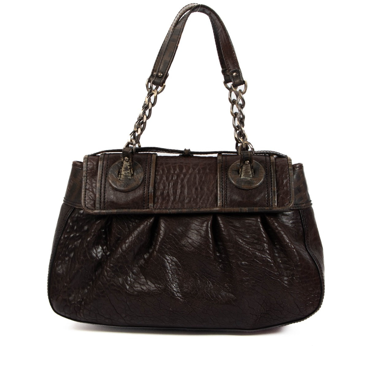 Fendi Vintage FF Bruin Leren B Bag
