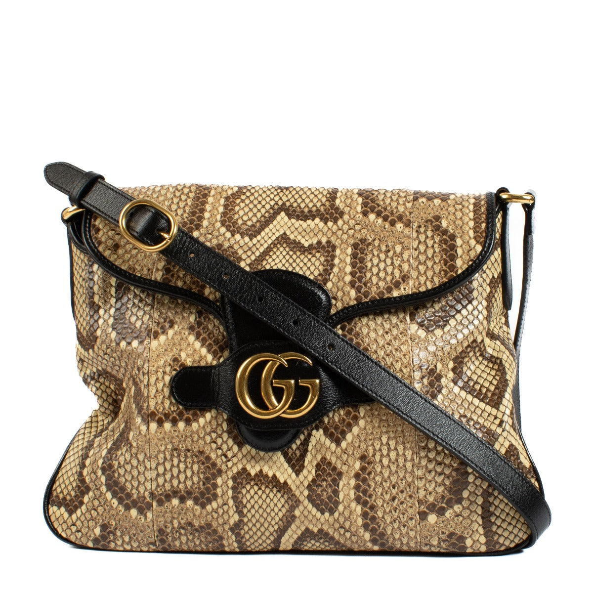 Gucci Neutral Python Dahlia Crossbody Bag