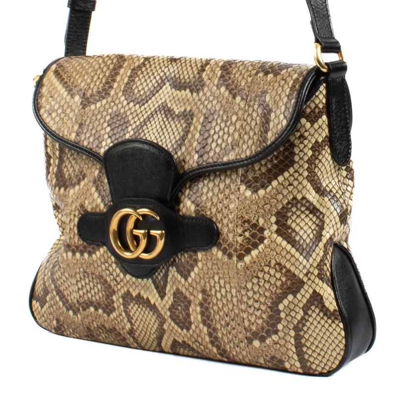 Gucci Neutral Python Dahlia Crossbody Bag
