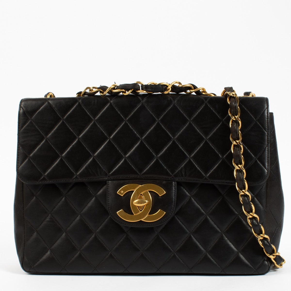 Chanel Zwarte Lamsleren Jumbo XL Flap Tas