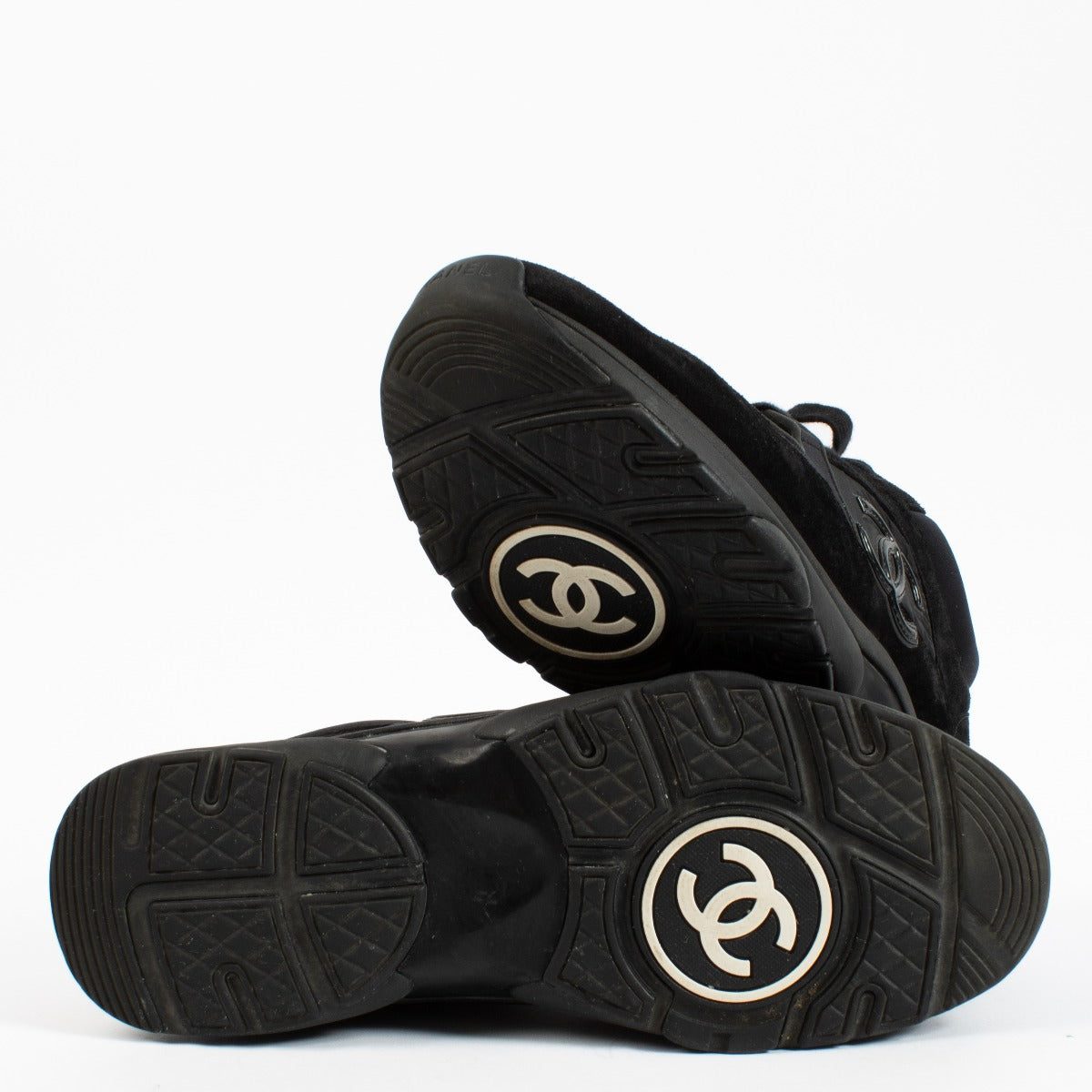 Chanel Men's Rev Black CC Sneakers - Size 42