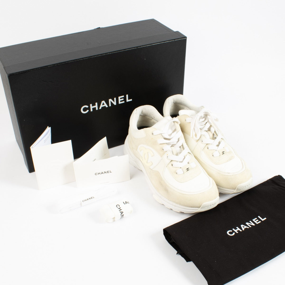 Chanel Heren Rev Witte CC Sneakers - Maat 42
