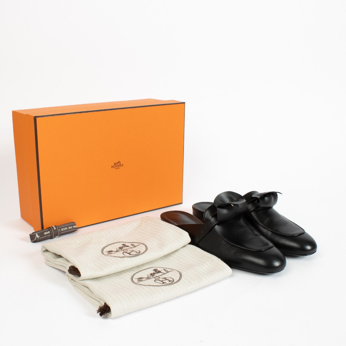 Mules Oz Hermès en Chevreau Noir - Taille 39