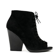 Burberry Black Suede Peep Toe Virginia Ankle Boots