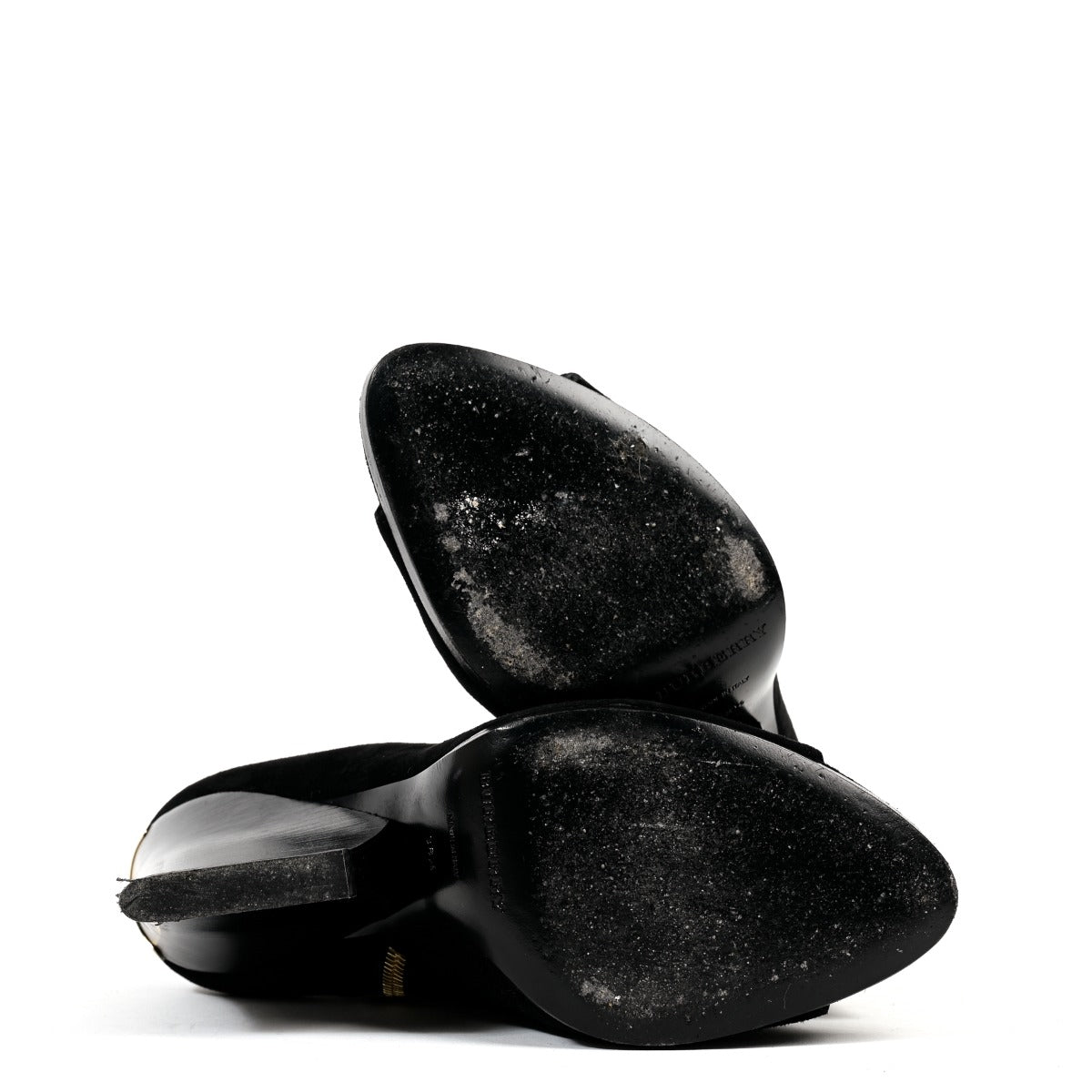 Burberry Black Suede Peep Toe Virginia Ankle Boots - Size 38 1/2