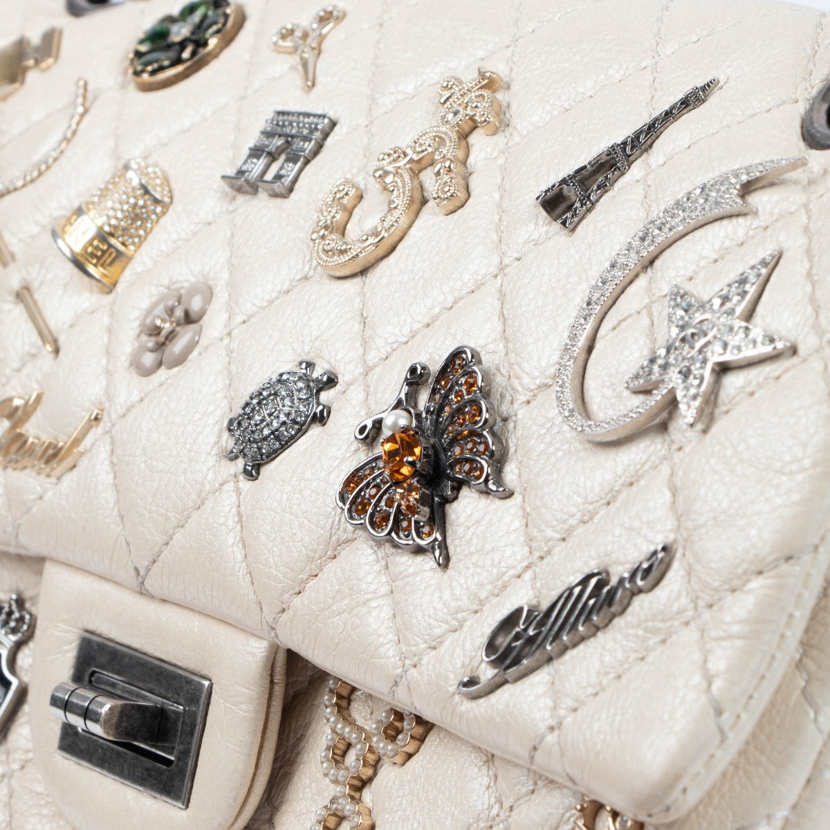 Authentic second hand Chanel Pearly Leather Lucky Charms 2.55 Bag on www.labellov.com