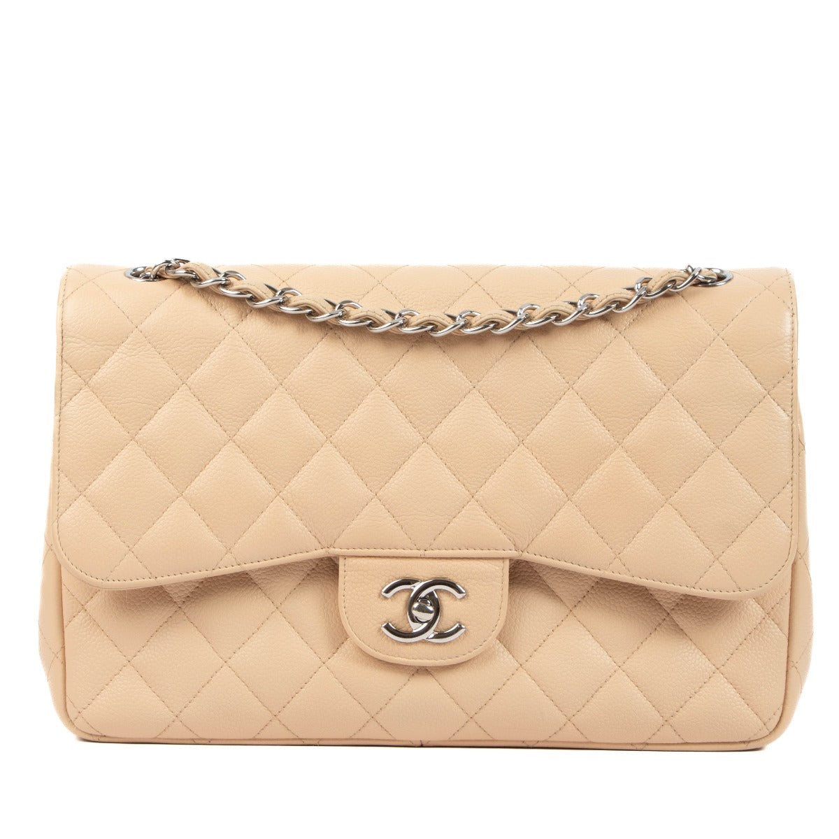 Chanel Beige Caviar Leather Large Classic Bag