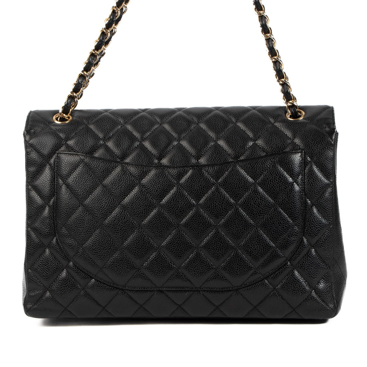 Sac Maxi Classique à Rabat Simple en Cuir Caviar Noir Chanel