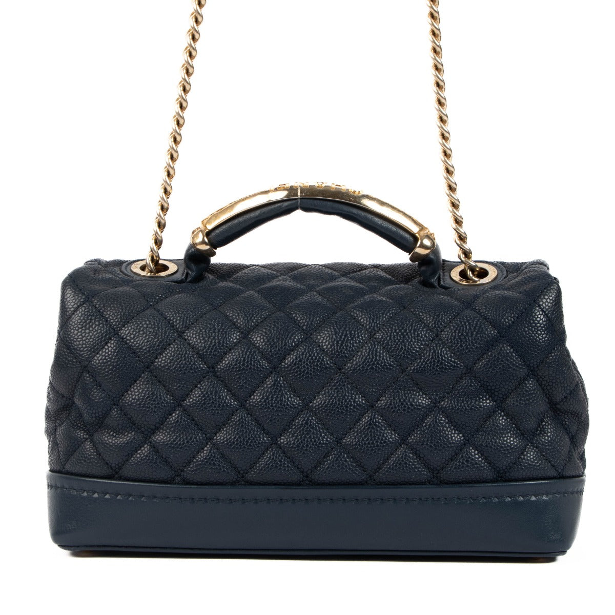 Shop vintage Chanel Navy Blue Caviar Leather Globe Trotter Medium Flap Bag on www.labellov.com