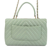 Authentic second hand Chanel Mint Green Chevron Trendy CC Bag on www.labellov.com