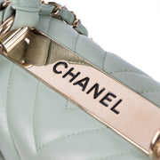 Authentic second hand Chanel Mint Green Chevron Trendy CC Bag on www.labellov.com