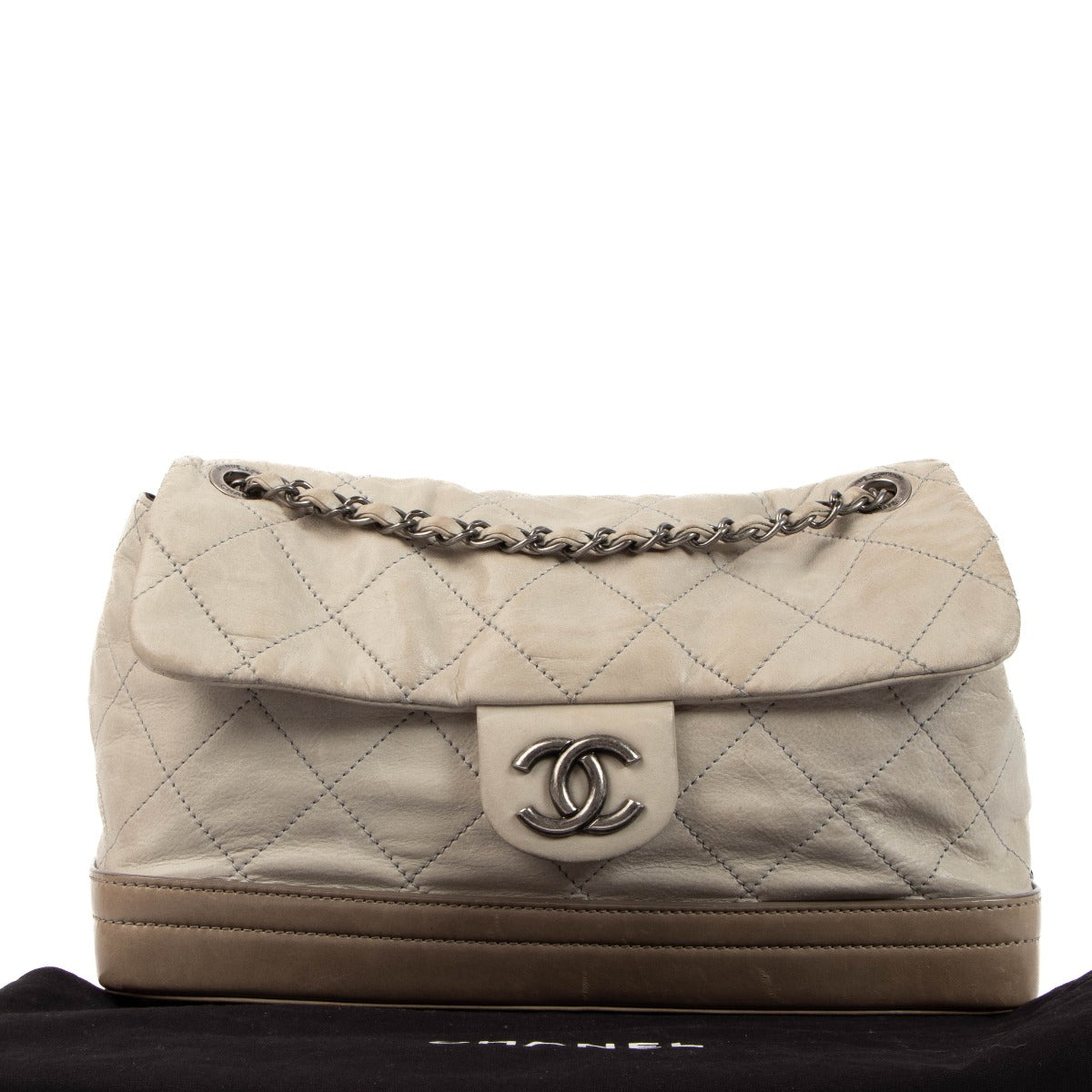 Authentic second hand Chanel Grey Shimmer Leather VIP Flap Bag on www.labellov.com