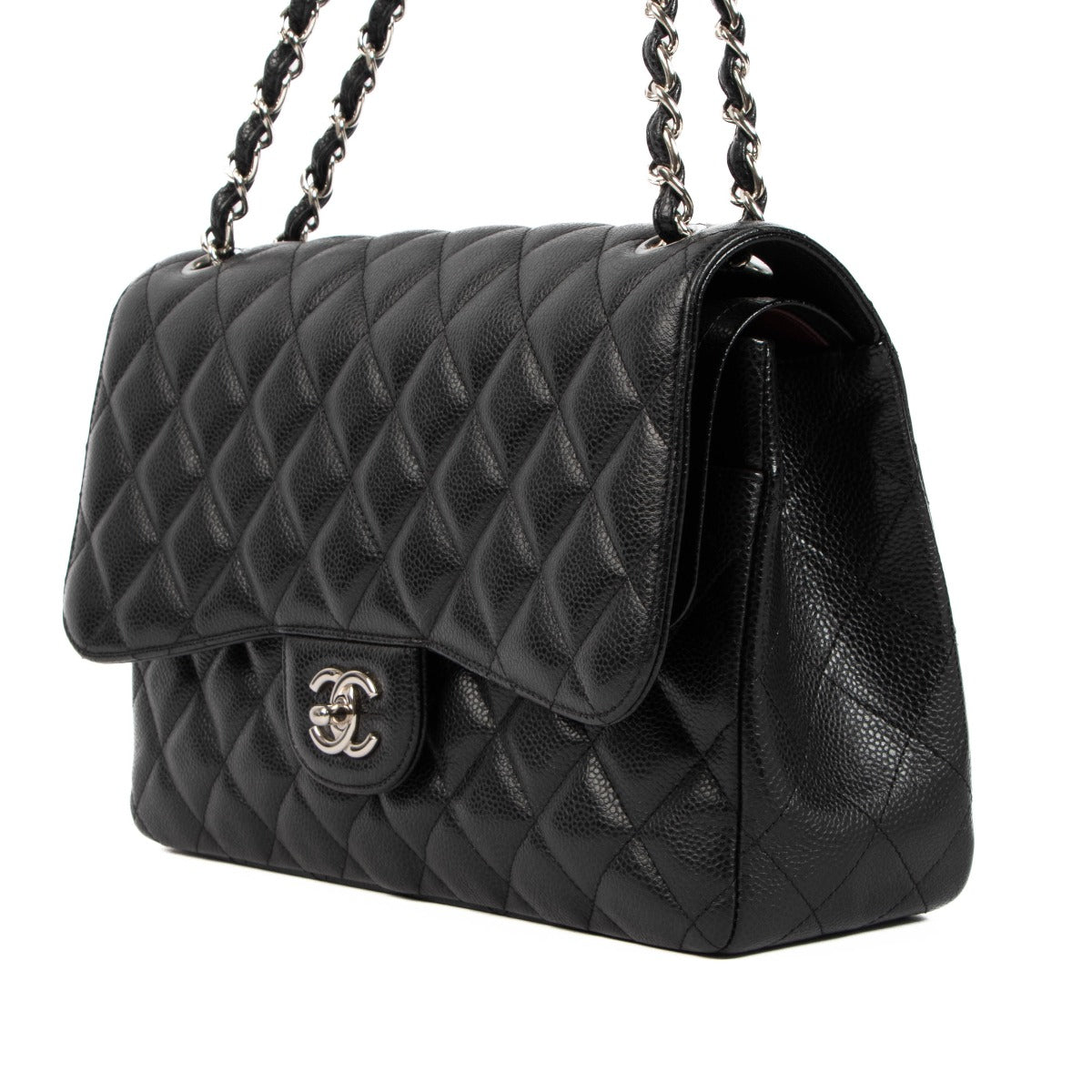 Shop safe online at Labellov in Antwerp, Brussels and Knokke this 100% authentic second hand Chanel Black Caviar Large Classic Bag