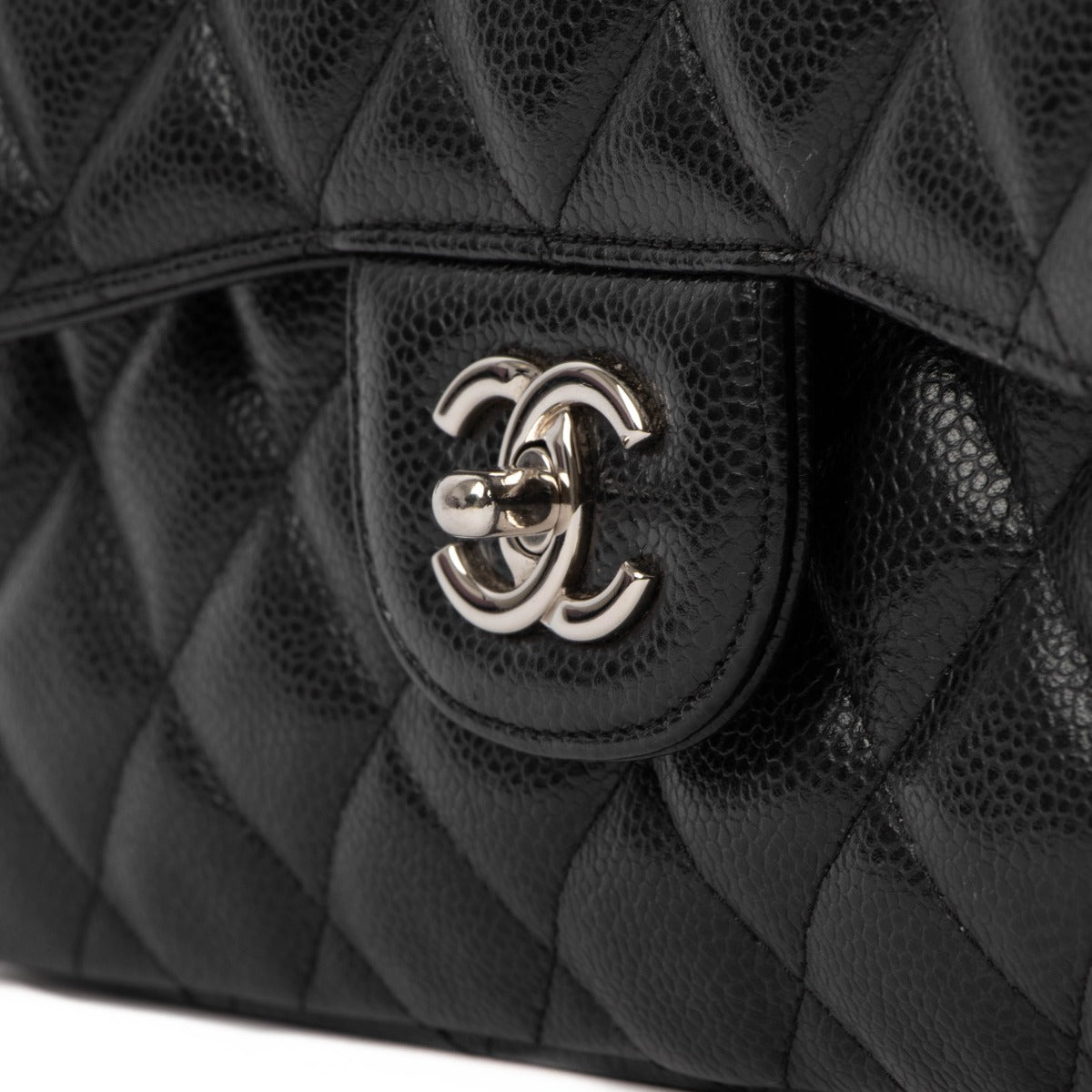 Chanel Zwart Caviar Leer Grote Classic Flap Bag