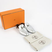 Hermès Silver Metallic Trocadero Mules