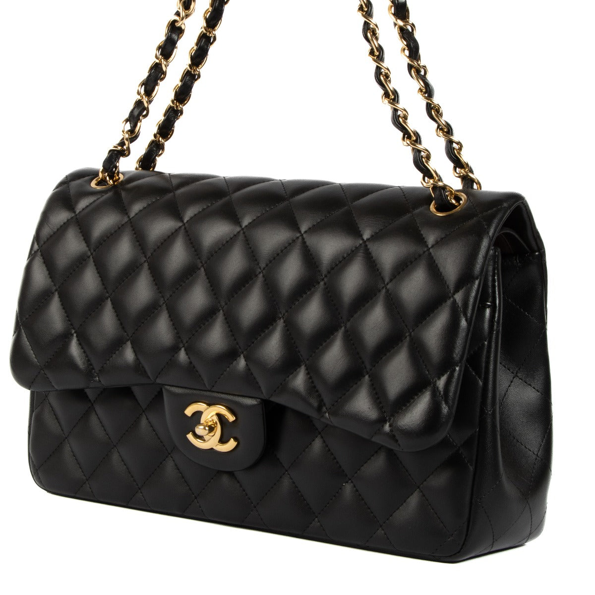 Shop this authentic second hand Chanel Black Lambskin Leather Large Classic Flap Bag on Labellov.com