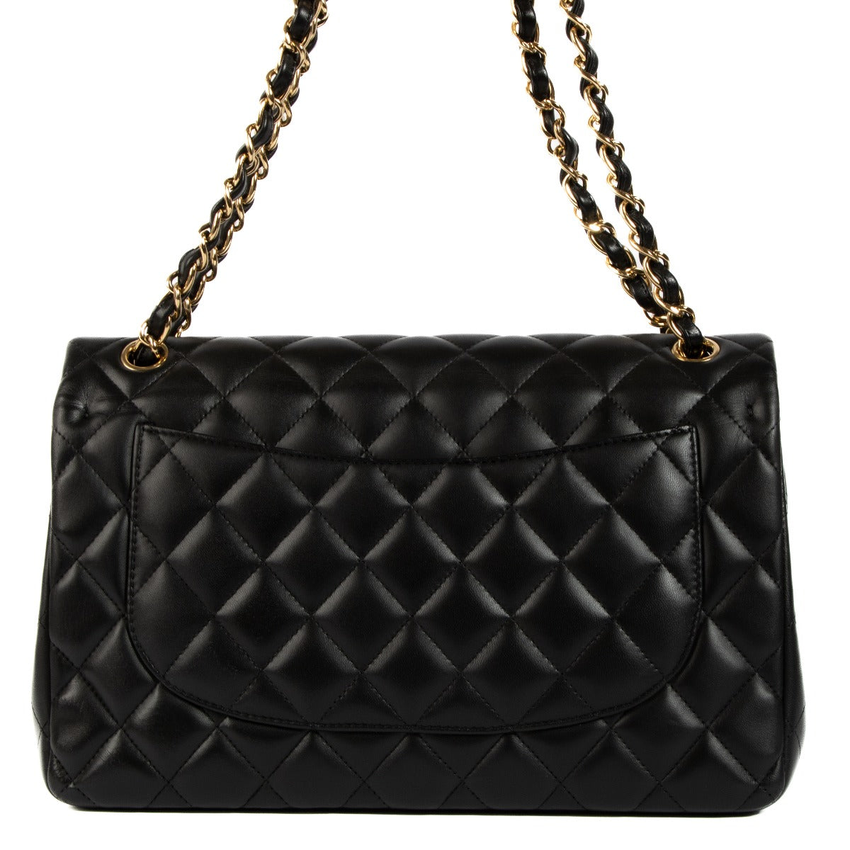 Shop this authentic second hand Chanel Black Lambskin Leather Large Classic Flap Bag on Labellov.com