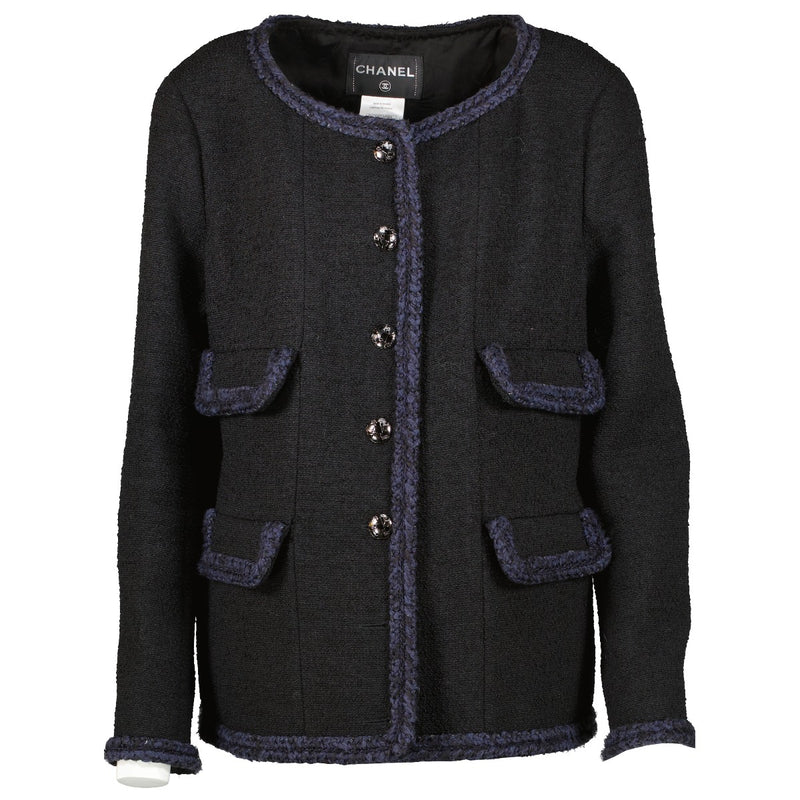 Shop 100% authentic second-hand Chanel 13A Paris-Édimbourg Black Tweed Braid Trim Jacket on Labellov.com