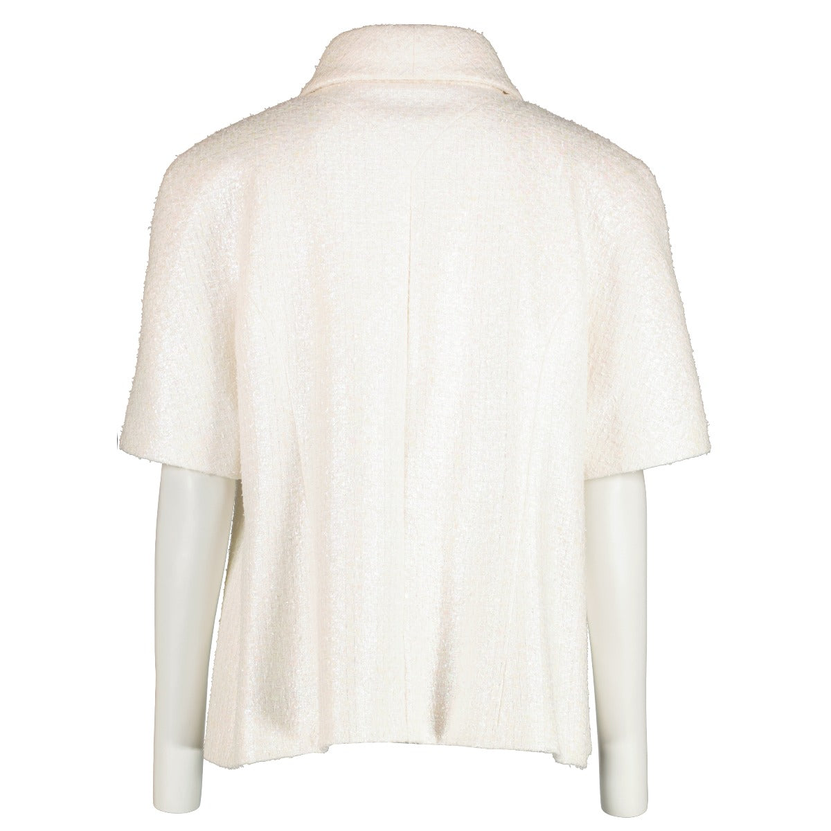 Chanel 19S White Iridescent Tweed Zipper Jacket