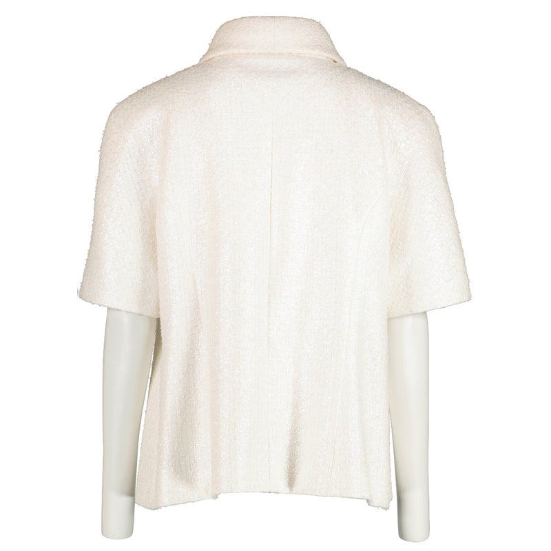 Chanel 19S White Iridescent Tweed Zipper Jacket