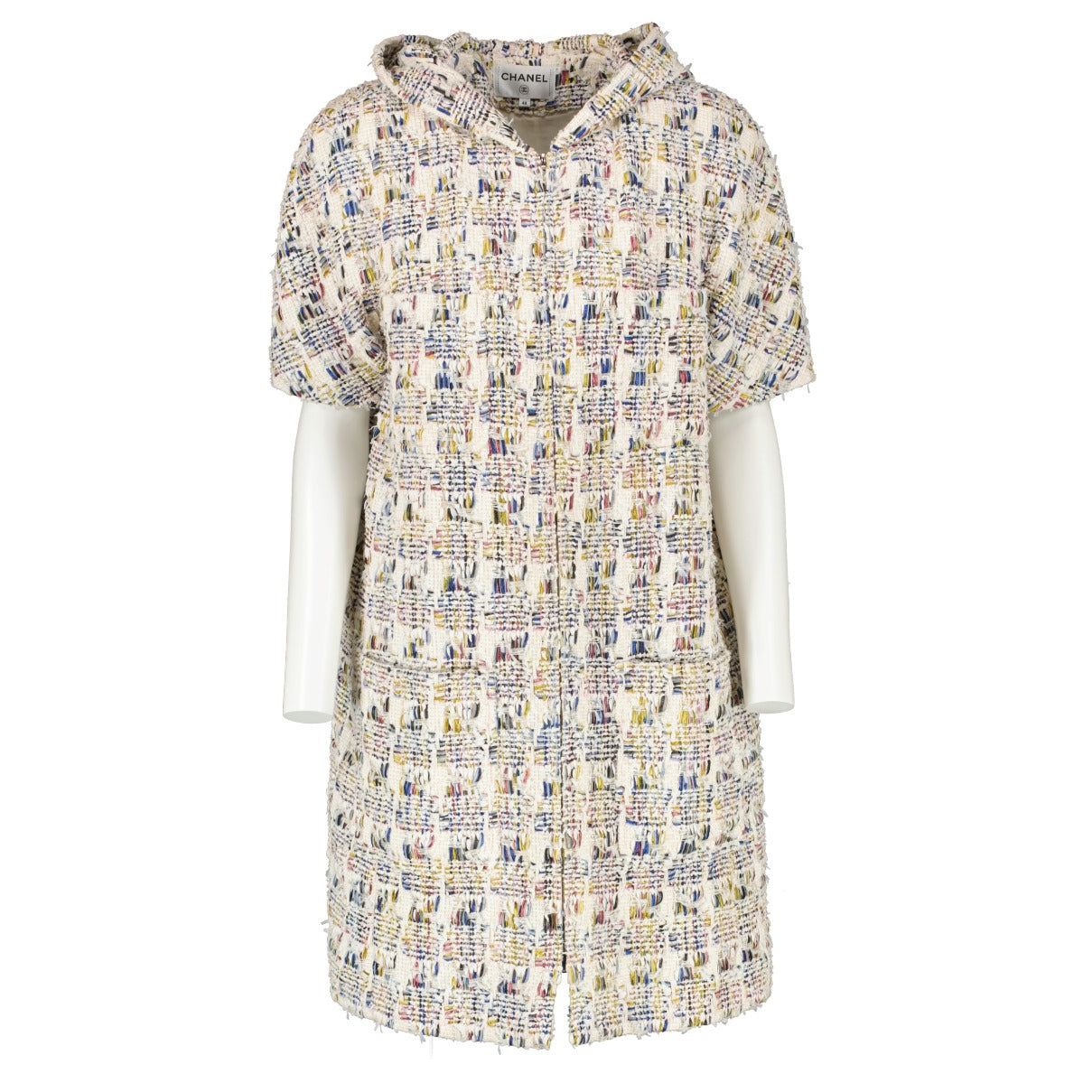 Chanel Multicolor Tweed Short Sleeve Hooded Dress/Jacket