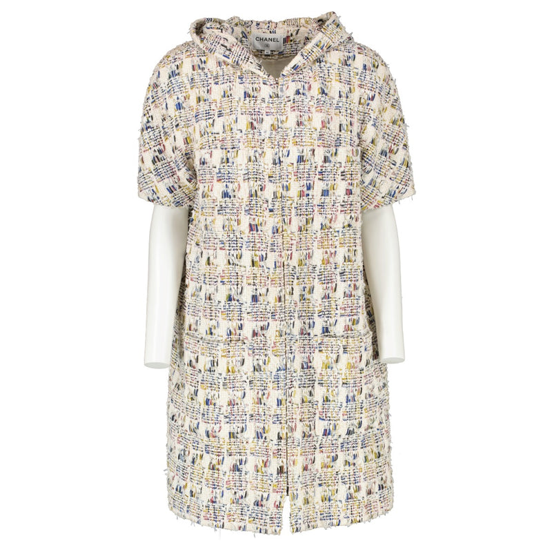 Chanel Multicolor Tweed Short Sleeve Hooded Dress/Jacket