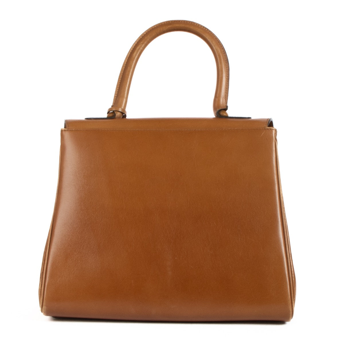 Shop safe online Delvaux Camel Box Calf Leather Brillant MM Top Handle. koop veilig online tegen de beste prijs.