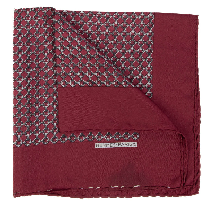 Hermès Burgundy Chain Print Silk 45 Scarf