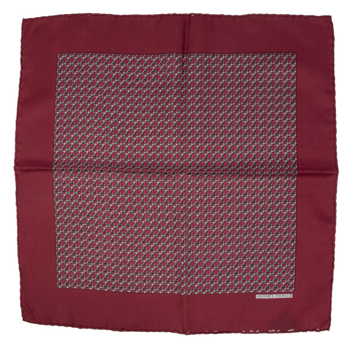 Hermès Burgundy Chain Print Silk 45 Scarf