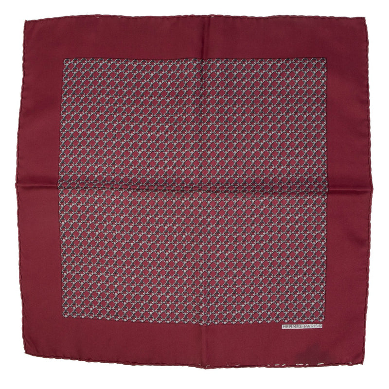 Hermès Burgundy Chain Print Silk 45 Scarf
