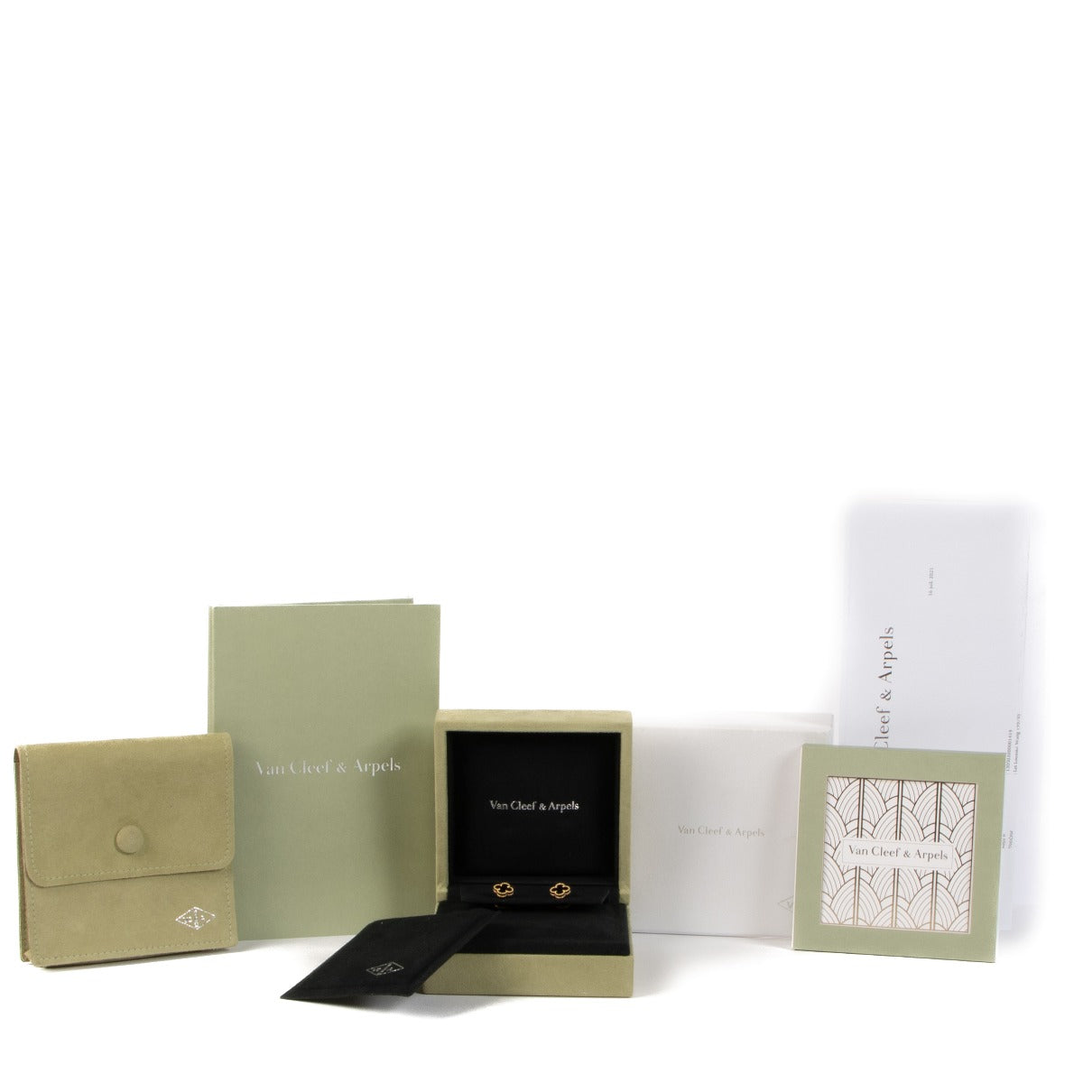 Van Cleef & Arpels Gold Onyx Sweet Alhambra Earrings