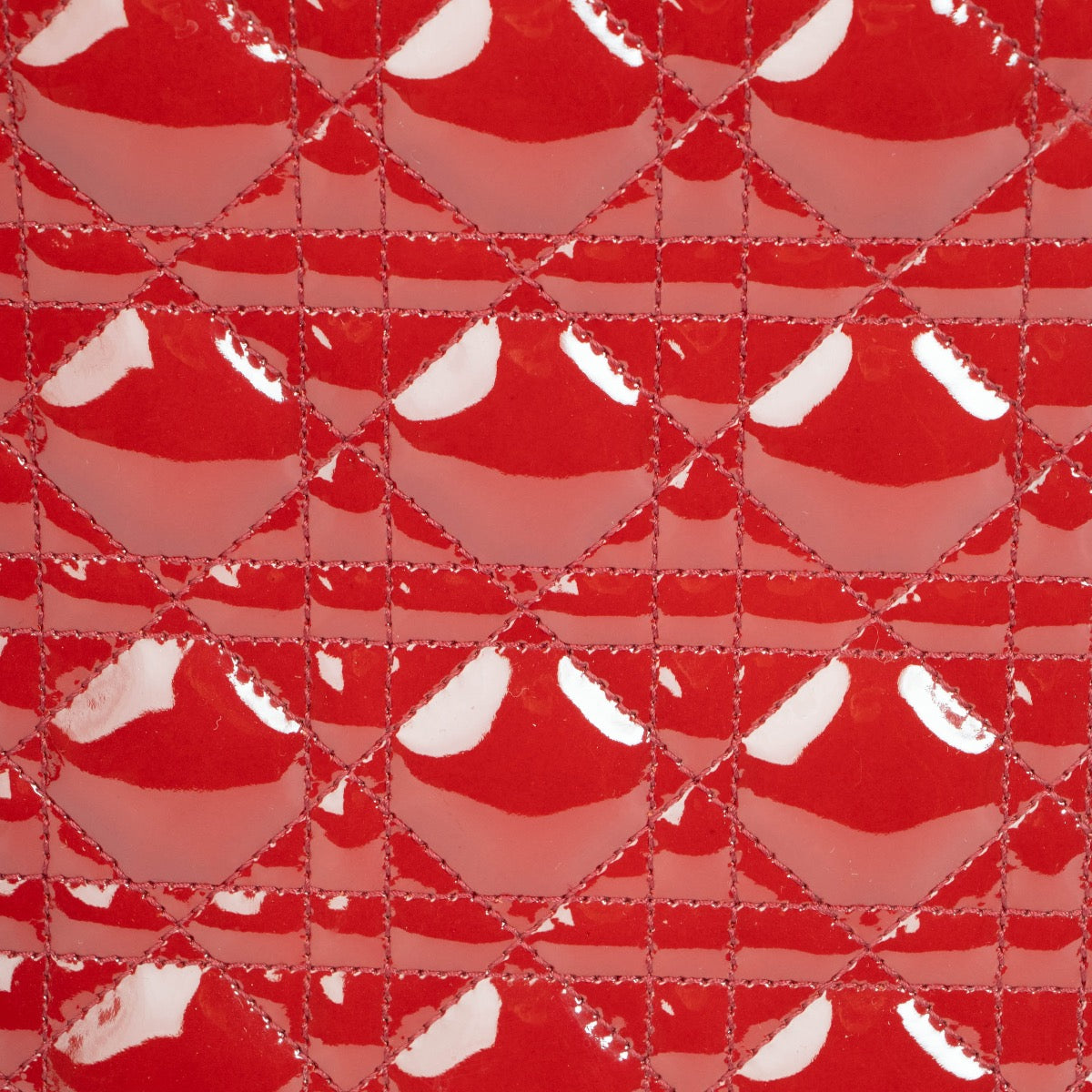 Authentic pre-loved Christian Dior Red Patent Leather Large Lady Dior Top Handle Bag on Labellov.com