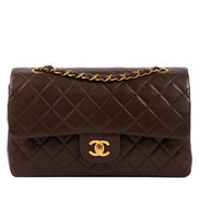 Shop safe online at Labellov in Antwerp, Brussels and Knokke this 100% authentic second hand Chanel Brown Lambskin Medium Classic Flap Bag