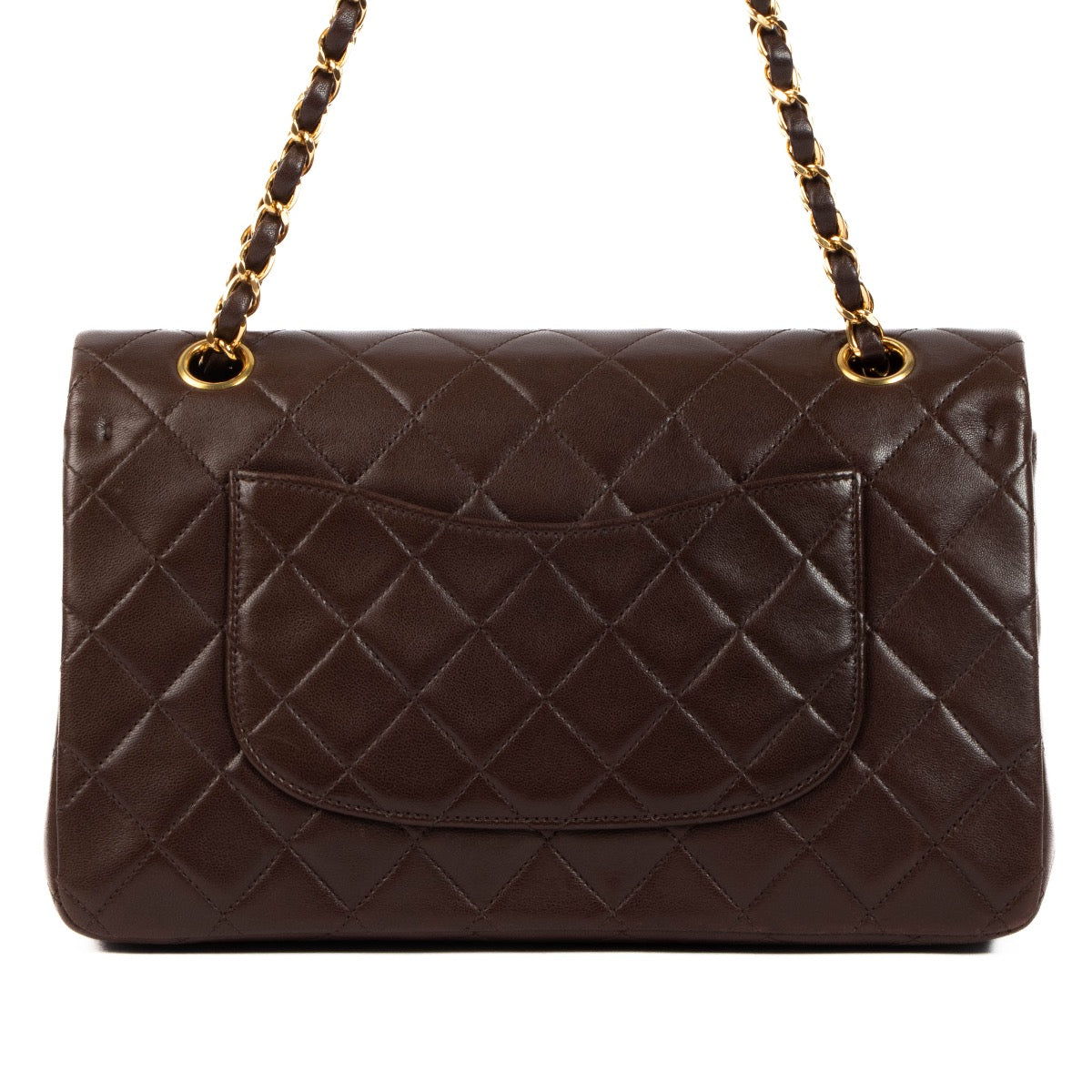 Shop safe online at Labellov in Antwerp, Brussels and Knokke this 100% authentic second hand Chanel Brown Lambskin Medium Classic Flap Bag