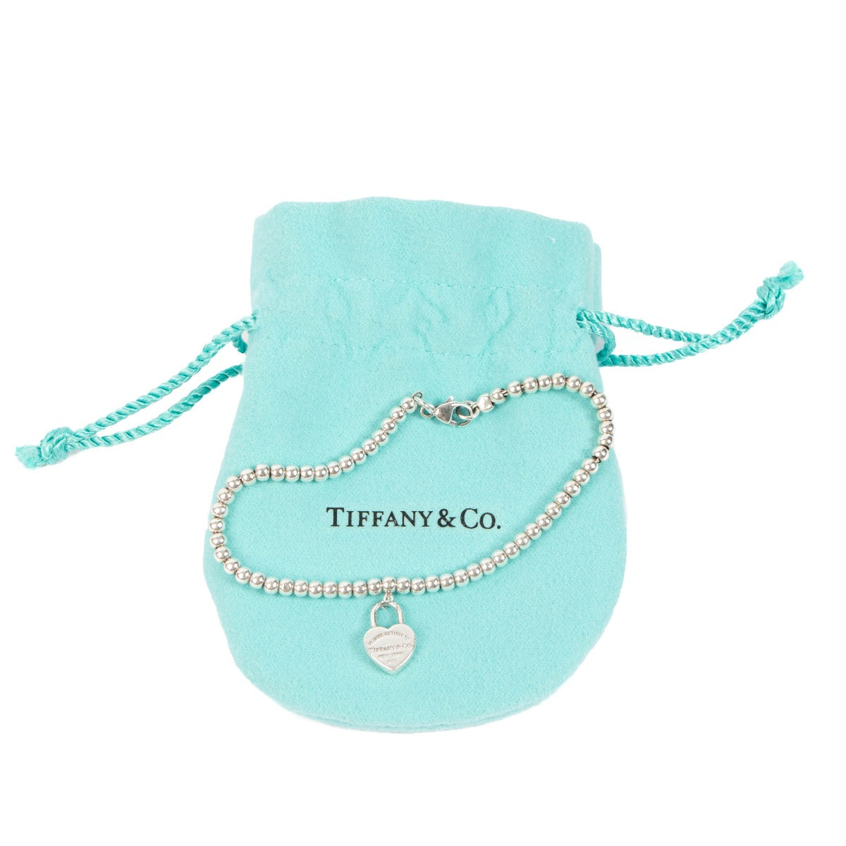 Bracelet Tiffany & Co. en argent sterling « Return to Tiffany » avec breloque cœur et cadenas