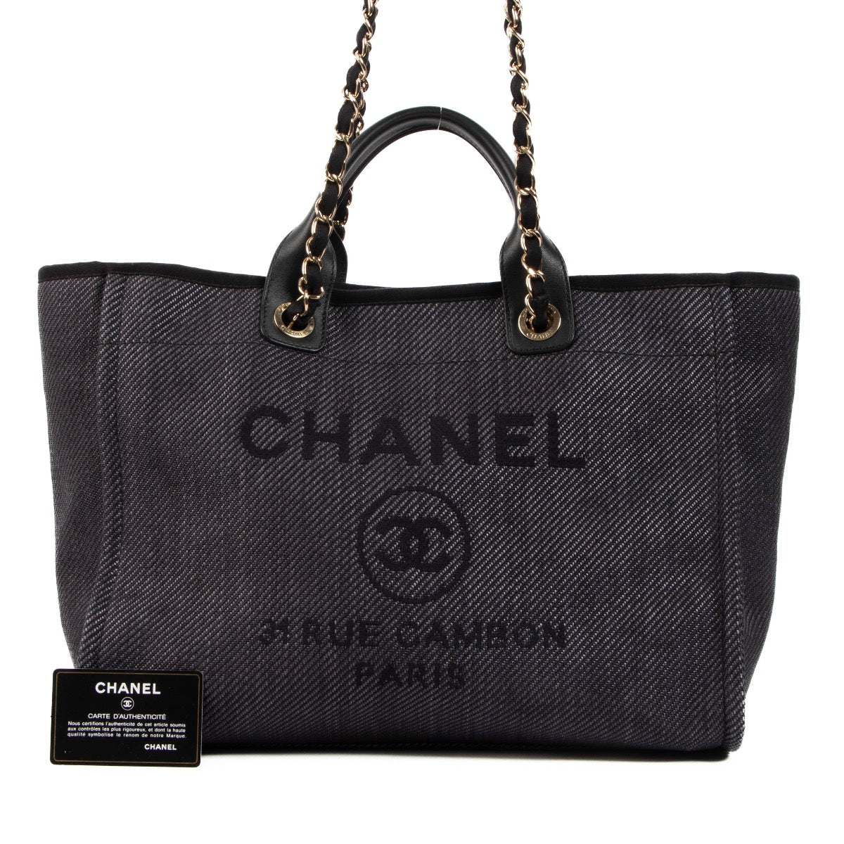 Chanel Zwarte Mixed Fibers Deauville Large Shopping Bag