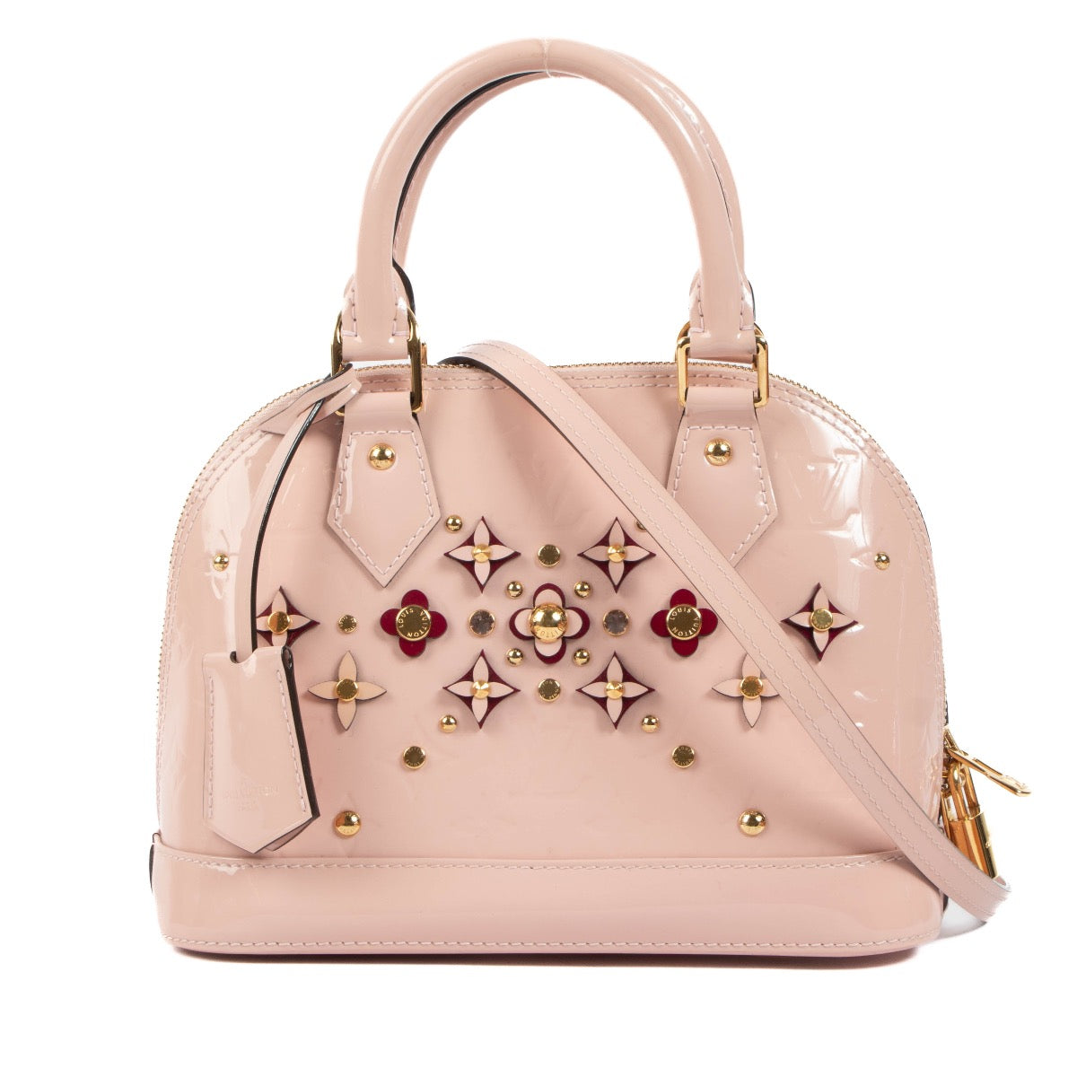 Louis Vuitton Pink Flowers Vernis BB Alma, Louis Vuitton Alma, Louis Vuitton monogram, Louis Vuitton vernis, Louis Vuitton Rose Ballerina, Louis Vuitton, Louis Vuitton paris, Labellov, Preloved, Alma, Handbag, Designer, Louis Vuitton flowers