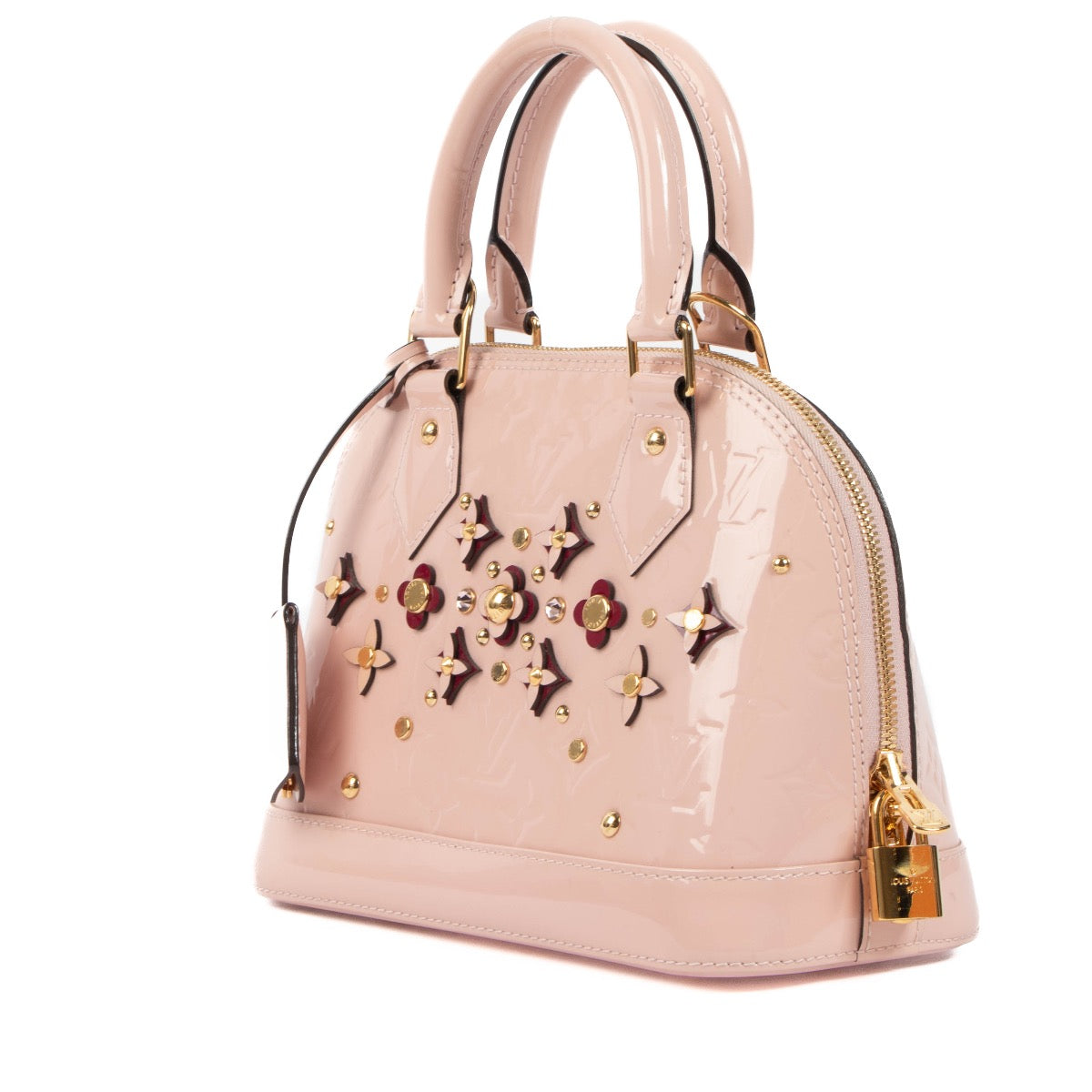 Louis Vuitton Rose Ballerine Monogram Vernis Flowers Alma BB