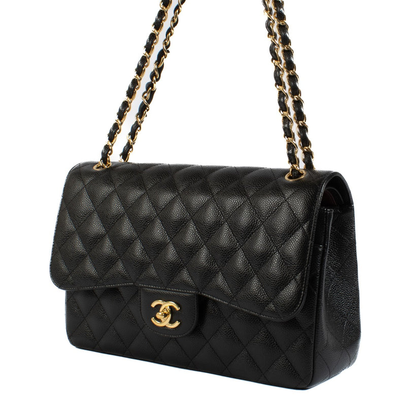 Chanel Black Caviar Leather Large Classic Bag
