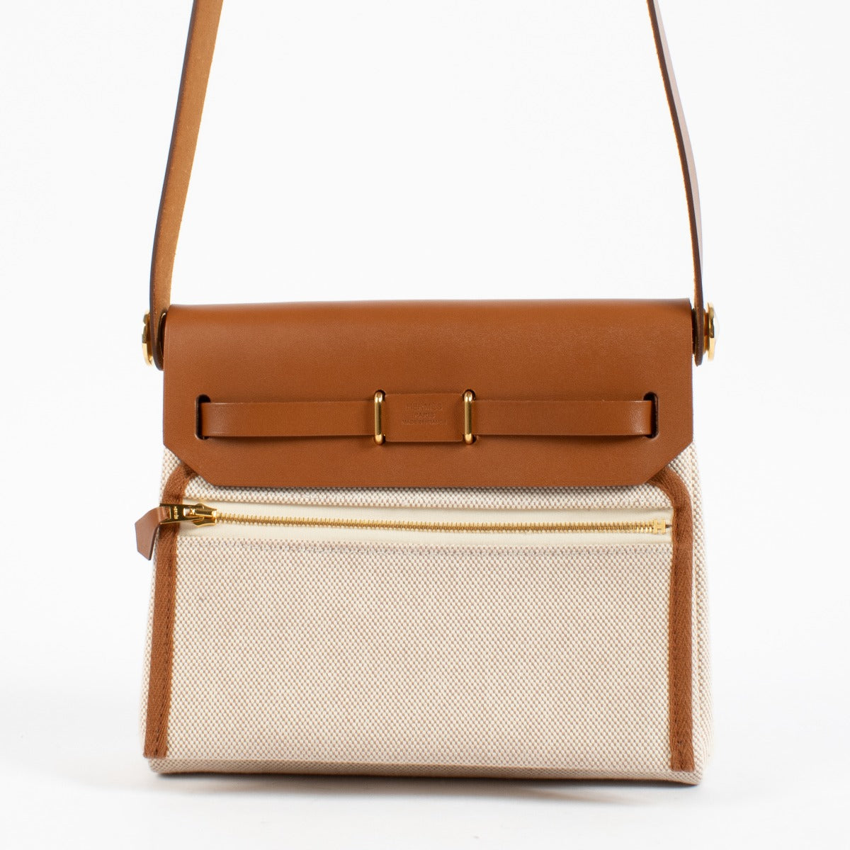 Hermès Herbag Zip 20 Ecru/Beige/Fauve Toile Militaire/Hunter GHW