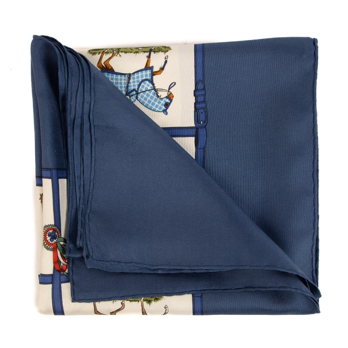 Shop 100% authentic second-hand Hermès Blue Petit Chevaux Silk Scarf on Labellov.com